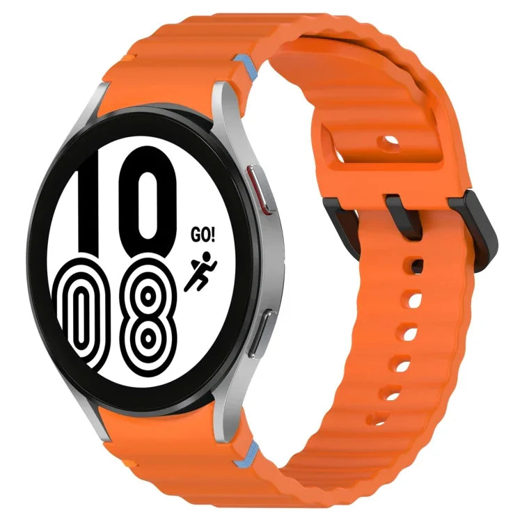 Dây đồng hồ silicone họa tiết sóng khâu khóa đen, Dành cho Samsung Galaxy Watch 5 40 / 44mm, Dành cho Samsung Galaxy Watch 5 Pro, Dành cho Samsung Galaxy Watch 4 40 / 44mm, Dành cho Samsung Galaxy Watch 4 Classic 42 / 46mm