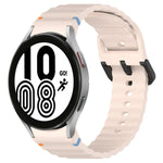 Dây đồng hồ silicone họa tiết sóng khâu khóa đen, Dành cho Samsung Galaxy Watch 5 40 / 44mm, Dành cho Samsung Galaxy Watch 5 Pro, Dành cho Samsung Galaxy Watch 4 40 / 44mm, Dành cho Samsung Galaxy Watch 4 Classic 42 / 46mm
