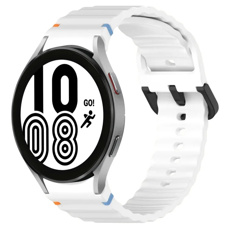 Dây đồng hồ silicone họa tiết sóng khâu khóa đen, Dành cho Samsung Galaxy Watch 5 40 / 44mm, Dành cho Samsung Galaxy Watch 5 Pro, Dành cho Samsung Galaxy Watch 4 40 / 44mm, Dành cho Samsung Galaxy Watch 4 Classic 42 / 46mm