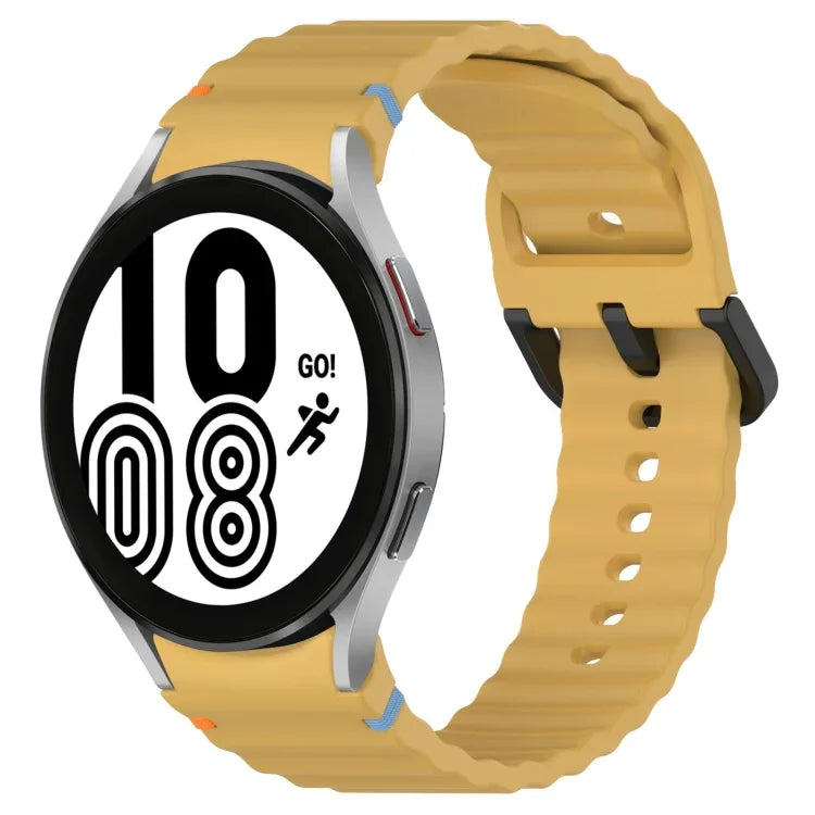 Dây đồng hồ silicone họa tiết sóng khâu khóa đen, Dành cho Samsung Galaxy Watch 5 40 / 44mm, Dành cho Samsung Galaxy Watch 5 Pro, Dành cho Samsung Galaxy Watch 4 40 / 44mm, Dành cho Samsung Galaxy Watch 4 Classic 42 / 46mm