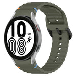 Dây đồng hồ silicone họa tiết sóng khâu khóa đen, Dành cho Samsung Galaxy Watch 5 40 / 44mm, Dành cho Samsung Galaxy Watch 5 Pro, Dành cho Samsung Galaxy Watch 4 40 / 44mm, Dành cho Samsung Galaxy Watch 4 Classic 42 / 46mm