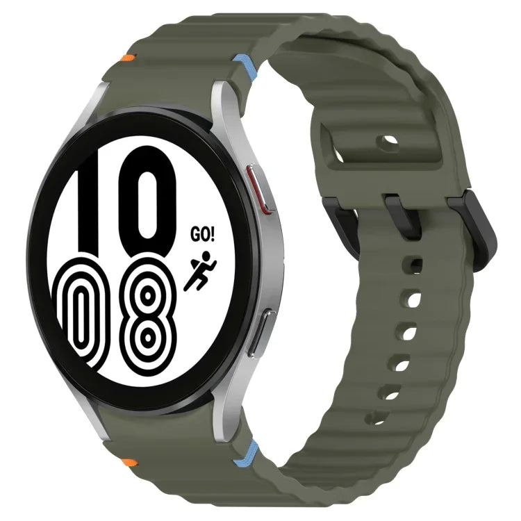 Dây đồng hồ silicone họa tiết sóng khâu khóa đen, Dành cho Samsung Galaxy Watch 5 40 / 44mm, Dành cho Samsung Galaxy Watch 5 Pro, Dành cho Samsung Galaxy Watch 4 40 / 44mm, Dành cho Samsung Galaxy Watch 4 Classic 42 / 46mm