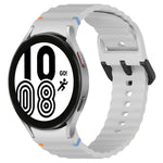 Dây đồng hồ silicone họa tiết sóng khâu khóa đen, Dành cho Samsung Galaxy Watch 5 40 / 44mm, Dành cho Samsung Galaxy Watch 5 Pro, Dành cho Samsung Galaxy Watch 4 40 / 44mm, Dành cho Samsung Galaxy Watch 4 Classic 42 / 46mm