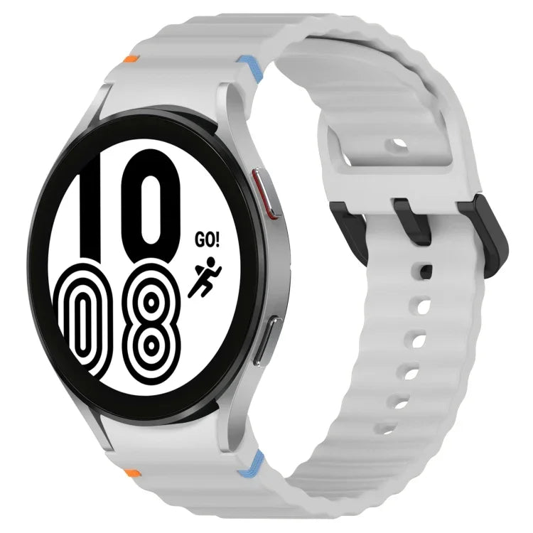 Dây đồng hồ silicone họa tiết sóng khâu khóa đen, Dành cho Samsung Galaxy Watch 5 40 / 44mm, Dành cho Samsung Galaxy Watch 5 Pro, Dành cho Samsung Galaxy Watch 4 40 / 44mm, Dành cho Samsung Galaxy Watch 4 Classic 42 / 46mm