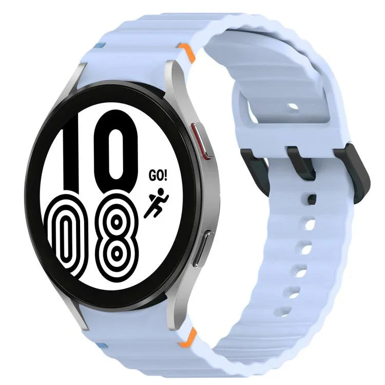 Dây đồng hồ silicone họa tiết sóng khâu khóa đen, Dành cho Samsung Galaxy Watch 5 40 / 44mm, Dành cho Samsung Galaxy Watch 5 Pro, Dành cho Samsung Galaxy Watch 4 40 / 44mm, Dành cho Samsung Galaxy Watch 4 Classic 42 / 46mm