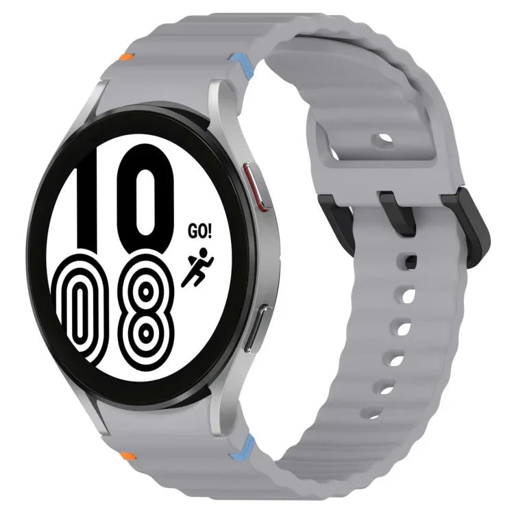 Dây đồng hồ silicone họa tiết sóng khâu khóa đen, Dành cho Samsung Galaxy Watch 5 40 / 44mm, Dành cho Samsung Galaxy Watch 5 Pro, Dành cho Samsung Galaxy Watch 4 40 / 44mm, Dành cho Samsung Galaxy Watch 4 Classic 42 / 46mm
