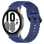 Dây đồng hồ silicone họa tiết sóng khâu khóa đen, Dành cho Samsung Galaxy Watch 5 40 / 44mm, Dành cho Samsung Galaxy Watch 5 Pro, Dành cho Samsung Galaxy Watch 4 40 / 44mm, Dành cho Samsung Galaxy Watch 4 Classic 42 / 46mm