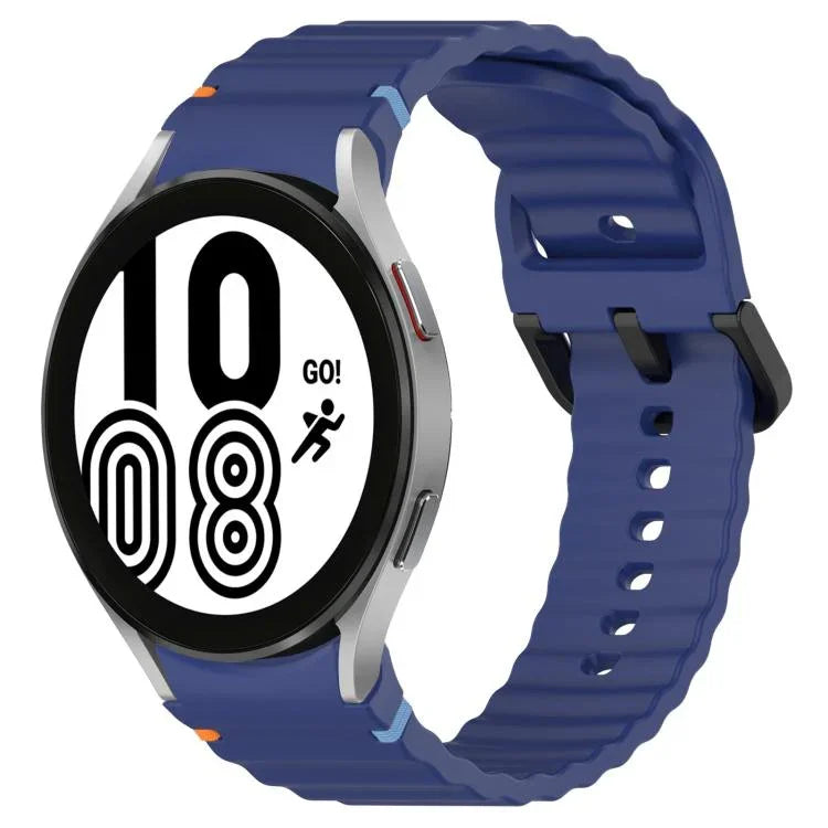 Dây đồng hồ silicone họa tiết sóng khâu khóa đen, Dành cho Samsung Galaxy Watch 5 40 / 44mm, Dành cho Samsung Galaxy Watch 5 Pro, Dành cho Samsung Galaxy Watch 4 40 / 44mm, Dành cho Samsung Galaxy Watch 4 Classic 42 / 46mm