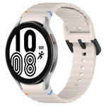 Dây đồng hồ silicone họa tiết sóng khâu khóa đen, Dành cho Samsung Galaxy Watch 5 40 / 44mm, Dành cho Samsung Galaxy Watch 5 Pro, Dành cho Samsung Galaxy Watch 4 40 / 44mm, Dành cho Samsung Galaxy Watch 4 Classic 42 / 46mm