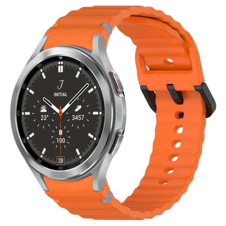 Dây đồng hồ silicone họa tiết sóng khâu khóa đen, Dành cho Samsung Galaxy Watch 5 40 / 44mm, Dành cho Samsung Galaxy Watch 5 Pro, Dành cho Samsung Galaxy Watch 4 40 / 44mm, Dành cho Samsung Galaxy Watch 4 Classic 42 / 46mm