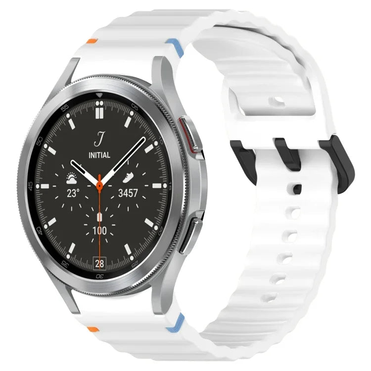 Dây đồng hồ silicone họa tiết sóng khâu khóa đen, Dành cho Samsung Galaxy Watch 5 40 / 44mm, Dành cho Samsung Galaxy Watch 5 Pro, Dành cho Samsung Galaxy Watch 4 40 / 44mm, Dành cho Samsung Galaxy Watch 4 Classic 42 / 46mm
