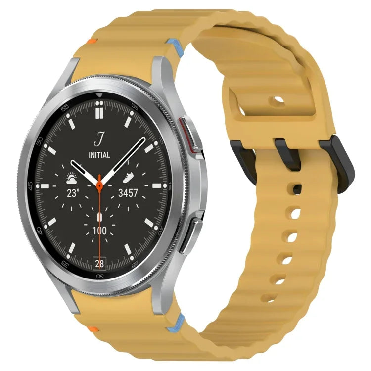 Dây đồng hồ silicone họa tiết sóng khâu khóa đen, Dành cho Samsung Galaxy Watch 5 40 / 44mm, Dành cho Samsung Galaxy Watch 5 Pro, Dành cho Samsung Galaxy Watch 4 40 / 44mm, Dành cho Samsung Galaxy Watch 4 Classic 42 / 46mm