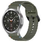 Dây đồng hồ silicone họa tiết sóng khâu khóa đen, Dành cho Samsung Galaxy Watch 5 40 / 44mm, Dành cho Samsung Galaxy Watch 5 Pro, Dành cho Samsung Galaxy Watch 4 40 / 44mm, Dành cho Samsung Galaxy Watch 4 Classic 42 / 46mm