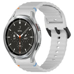 Dây đồng hồ silicone họa tiết sóng khâu khóa đen, Dành cho Samsung Galaxy Watch 5 40 / 44mm, Dành cho Samsung Galaxy Watch 5 Pro, Dành cho Samsung Galaxy Watch 4 40 / 44mm, Dành cho Samsung Galaxy Watch 4 Classic 42 / 46mm