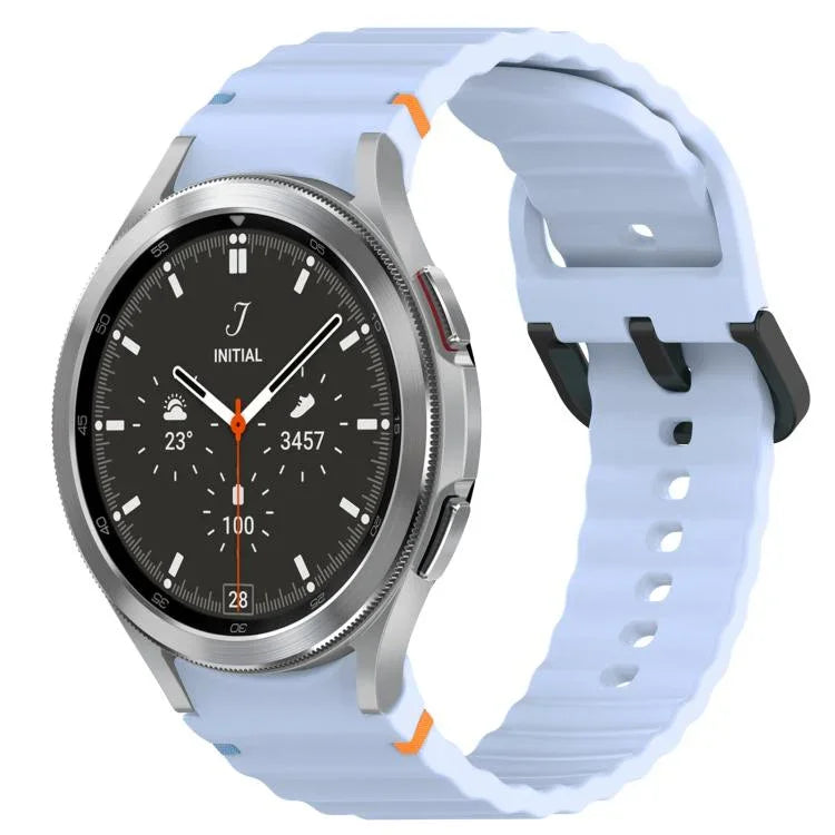 Dây đồng hồ silicone họa tiết sóng khâu khóa đen, Dành cho Samsung Galaxy Watch 5 40 / 44mm, Dành cho Samsung Galaxy Watch 5 Pro, Dành cho Samsung Galaxy Watch 4 40 / 44mm, Dành cho Samsung Galaxy Watch 4 Classic 42 / 46mm