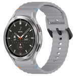 Dây đồng hồ silicone họa tiết sóng khâu khóa đen, Dành cho Samsung Galaxy Watch 5 40 / 44mm, Dành cho Samsung Galaxy Watch 5 Pro, Dành cho Samsung Galaxy Watch 4 40 / 44mm, Dành cho Samsung Galaxy Watch 4 Classic 42 / 46mm