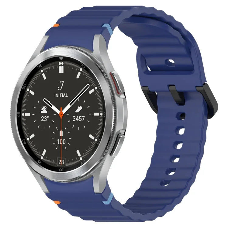 Dây đồng hồ silicone họa tiết sóng khâu khóa đen, Dành cho Samsung Galaxy Watch 5 40 / 44mm, Dành cho Samsung Galaxy Watch 5 Pro, Dành cho Samsung Galaxy Watch 4 40 / 44mm, Dành cho Samsung Galaxy Watch 4 Classic 42 / 46mm