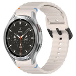 Dây đồng hồ silicone họa tiết sóng khâu khóa đen, Dành cho Samsung Galaxy Watch 5 40 / 44mm, Dành cho Samsung Galaxy Watch 5 Pro, Dành cho Samsung Galaxy Watch 4 40 / 44mm, Dành cho Samsung Galaxy Watch 4 Classic 42 / 46mm