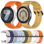 Dây đồng hồ silicone họa tiết sóng khâu khóa đen, Dành cho Samsung Galaxy Watch 5 40 / 44mm, Dành cho Samsung Galaxy Watch 5 Pro, Dành cho Samsung Galaxy Watch 4 40 / 44mm, Dành cho Samsung Galaxy Watch 4 Classic 42 / 46mm
