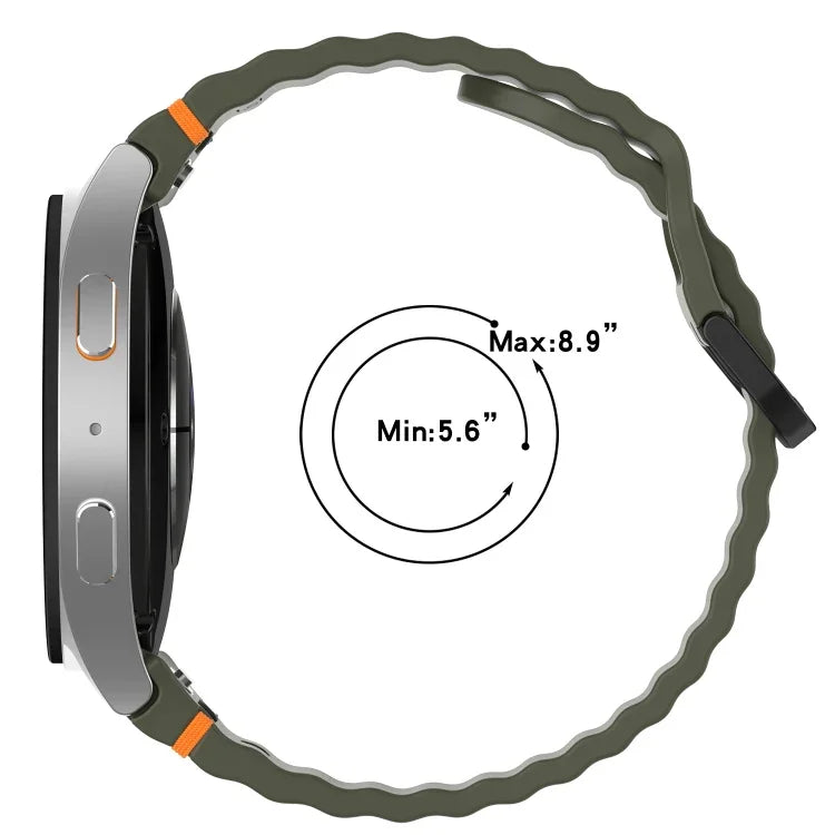 Dây đồng hồ silicone họa tiết sóng khâu khóa đen, Dành cho Samsung Galaxy Watch 5 40 / 44mm, Dành cho Samsung Galaxy Watch 5 Pro, Dành cho Samsung Galaxy Watch 4 40 / 44mm, Dành cho Samsung Galaxy Watch 4 Classic 42 / 46mm