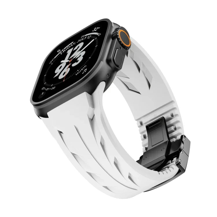 Dây đồng hồ silicone khóa bướm màu đen bằng thép không gỉ Tailor, dành cho Apple Watch 44mm / 45mm / 46mm / 49mm