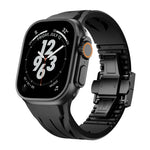 Dây đồng hồ silicone khóa bướm màu đen bằng thép không gỉ Tailor, dành cho Apple Watch 44mm / 45mm / 46mm / 49mm