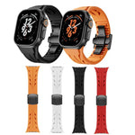 Dây đồng hồ silicone khóa bướm màu đen bằng thép không gỉ Tailor, dành cho Apple Watch 44mm / 45mm / 46mm / 49mm