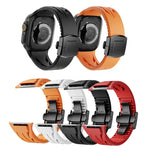 Dây đồng hồ silicone khóa bướm màu đen bằng thép không gỉ Tailor, dành cho Apple Watch 44mm / 45mm / 46mm / 49mm