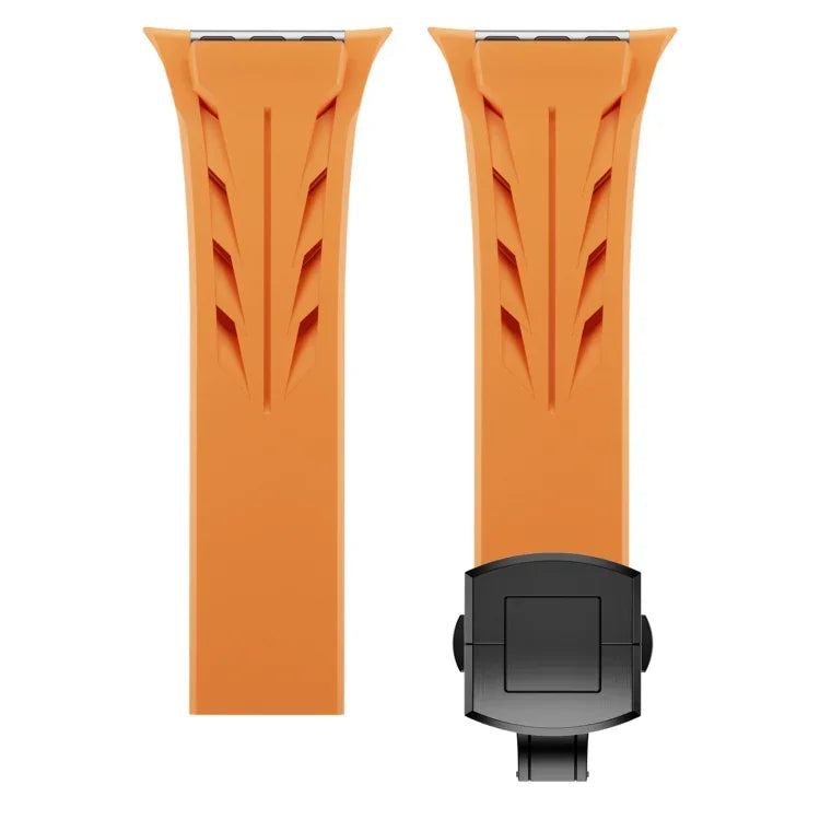 Dây đồng hồ silicone khóa bướm màu đen bằng thép không gỉ Tailor, dành cho Apple Watch 44mm / 45mm / 46mm / 49mm
