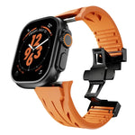 Dây đồng hồ silicone khóa bướm màu đen bằng thép không gỉ Tailor, dành cho Apple Watch 44mm / 45mm / 46mm / 49mm