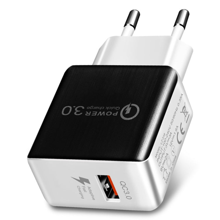 Sạc nhanh rút dây 1 cổng USB QC 3.0, phích cắm EU, QC 3.0 màu đen, QC 3.0 màu trắng