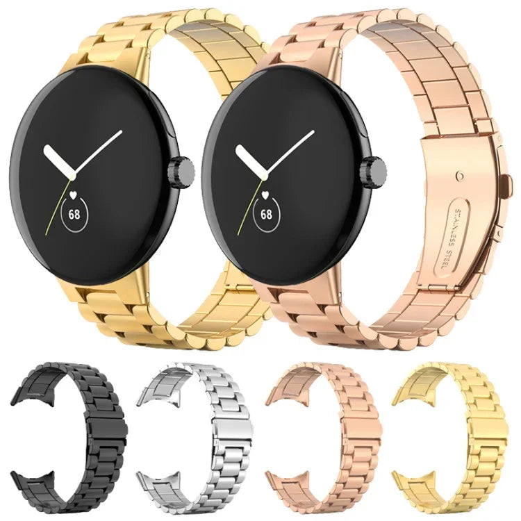 Dây đeo đồng hồ tích hợp khóa gập ba hạt thép không gỉ, dành cho Google Pixel Watch 4 / Watch 3 45mm