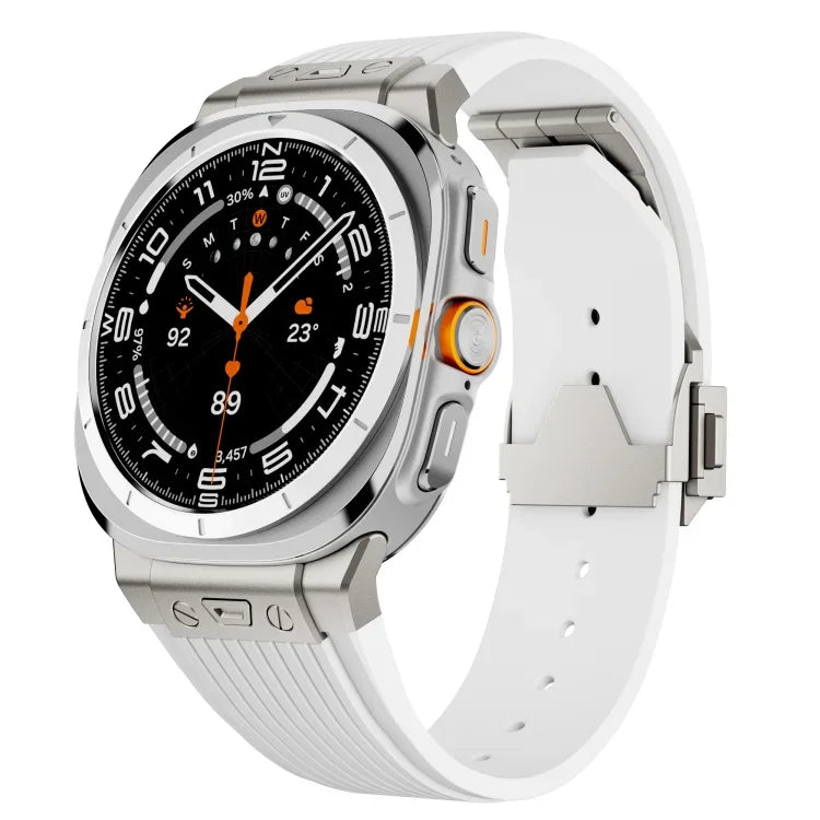 Dây đồng hồ silicone khóa bạc kết nối titan, Dành cho Samsung Galaxy Watch Ultra 47mm / Ultra 2025