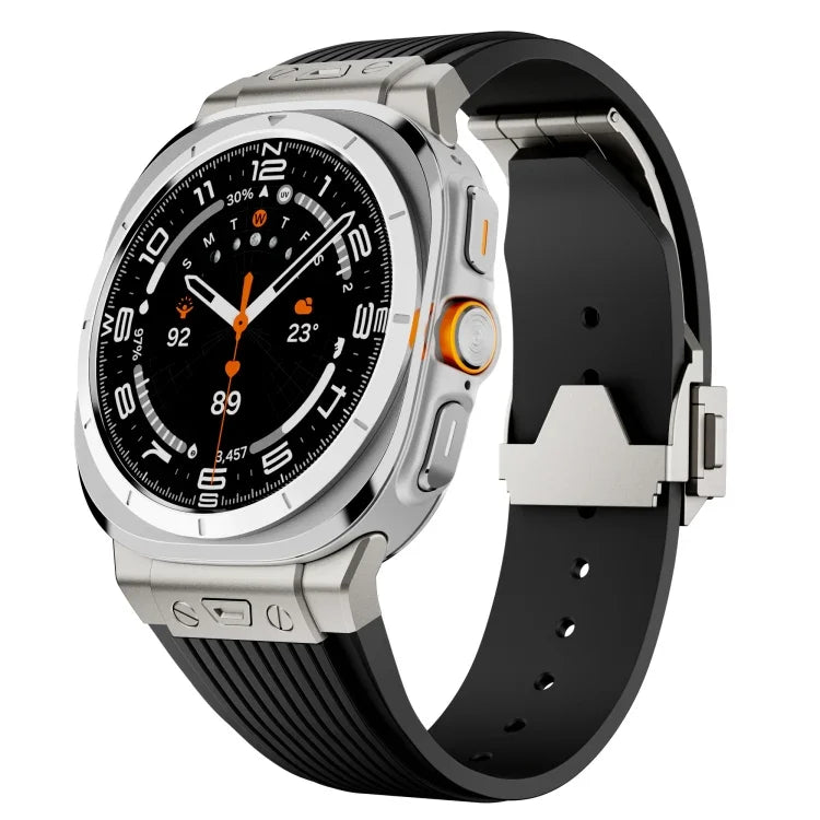 Dây đồng hồ silicone khóa bạc kết nối titan, Dành cho Samsung Galaxy Watch Ultra 47mm / Ultra 2025
