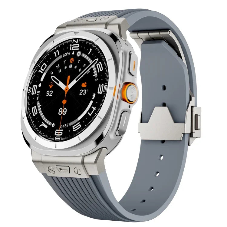 Dây đồng hồ silicone khóa bạc kết nối titan, Dành cho Samsung Galaxy Watch Ultra 47mm / Ultra 2025