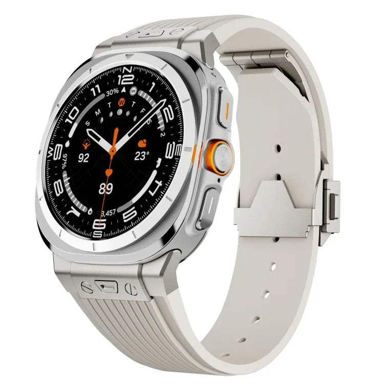 Dây đồng hồ silicone khóa bạc kết nối titan, Dành cho Samsung Galaxy Watch Ultra 47mm / Ultra 2025