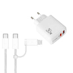 Sạc PD31 30W USB-C / Type-C + USB-A với cáp dữ liệu 2 trong 1 Type-C+8 Pin, phích cắm EU, phích cắm EU + cáp dữ liệu 2 trong 1