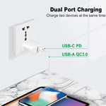 Sạc PD31 30W USB-C / Type-C + USB-A với cáp dữ liệu 2 trong 1 Type-C+8 Pin, phích cắm EU, phích cắm EU + cáp dữ liệu 2 trong 1