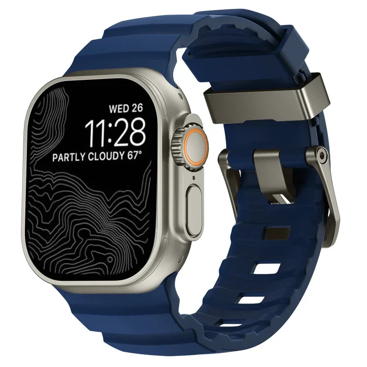 Dây đồng hồ silicone khóa xám Wild Path dày, dành cho Apple Watch 46mm / 49mm / 45mm / 44mm