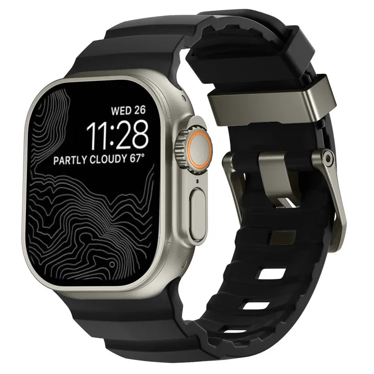 Dây đồng hồ silicone khóa xám Wild Path dày, dành cho Apple Watch 46mm / 49mm / 45mm / 44mm