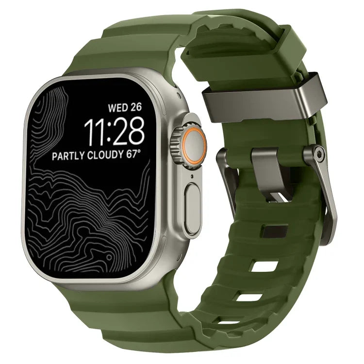 Dây đồng hồ silicone khóa xám Wild Path dày, dành cho Apple Watch 46mm / 49mm / 45mm / 44mm