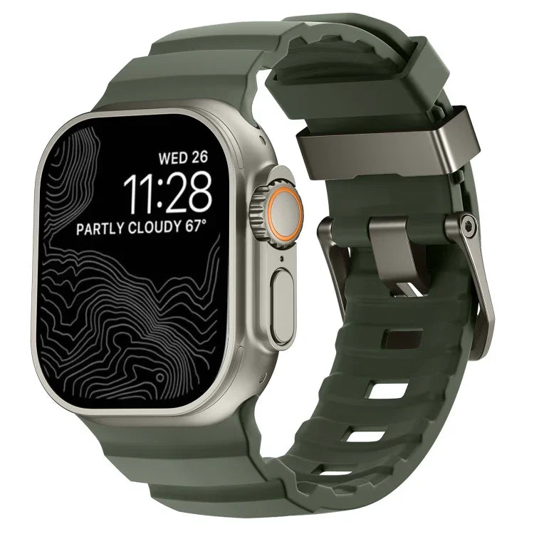 Dây đồng hồ silicone khóa xám Wild Path dày, dành cho Apple Watch 46mm / 49mm / 45mm / 44mm