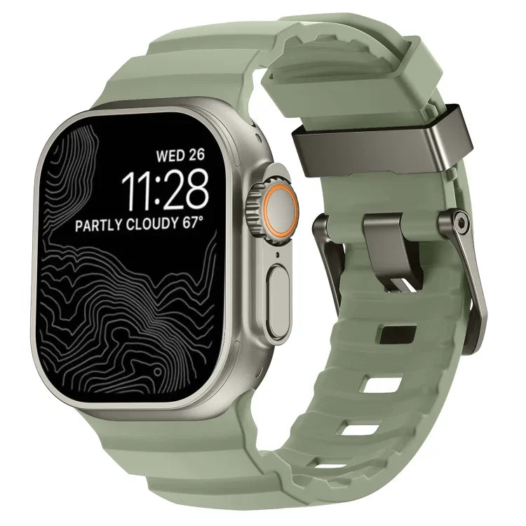 Dây đồng hồ silicone khóa xám Wild Path dày, dành cho Apple Watch 46mm / 49mm / 45mm / 44mm