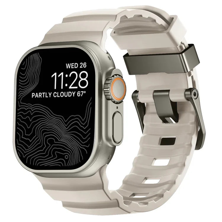Dây đồng hồ silicone khóa xám Wild Path dày, dành cho Apple Watch 46mm / 49mm / 45mm / 44mm