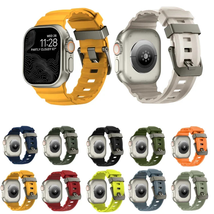 Dây đồng hồ silicone khóa xám Wild Path dày, dành cho Apple Watch 46mm / 49mm / 45mm / 44mm
