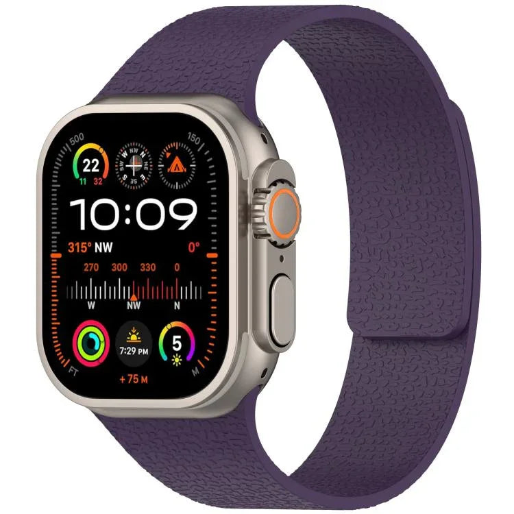 Dây đồng hồ silicone từ tính họa tiết vân quả vải, dành cho Apple Watch 46mm / 49mm / 45mm / 44mm, dành cho Apple Watch 42mm / 41mm / 40mm / 38mm