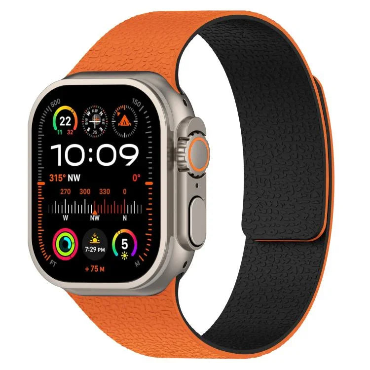 Dây đồng hồ silicone từ tính họa tiết vân quả vải, dành cho Apple Watch 46mm / 49mm / 45mm / 44mm, dành cho Apple Watch 42mm / 41mm / 40mm / 38mm