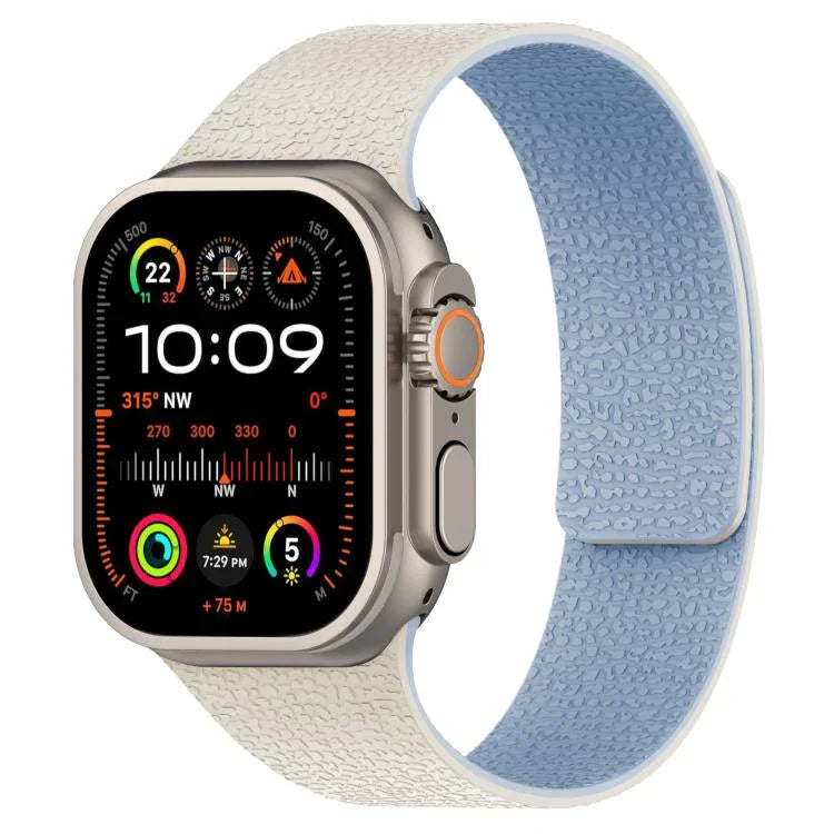 Dây đồng hồ silicone từ tính họa tiết vân quả vải, dành cho Apple Watch 46mm / 49mm / 45mm / 44mm, dành cho Apple Watch 42mm / 41mm / 40mm / 38mm