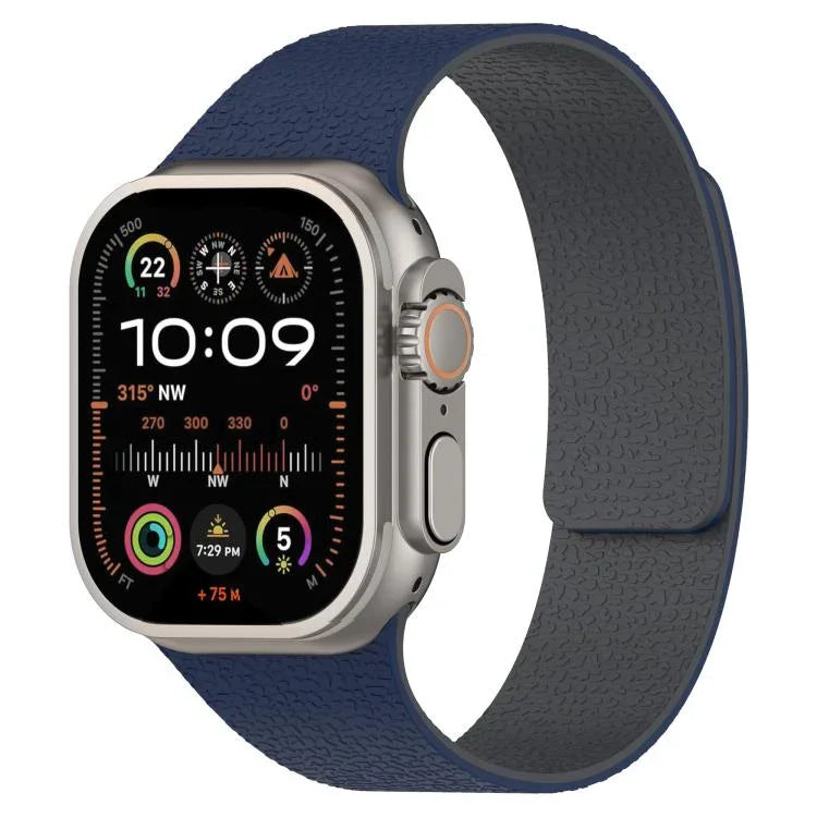 Dây đồng hồ silicone từ tính họa tiết vân quả vải, dành cho Apple Watch 46mm / 49mm / 45mm / 44mm, dành cho Apple Watch 42mm / 41mm / 40mm / 38mm