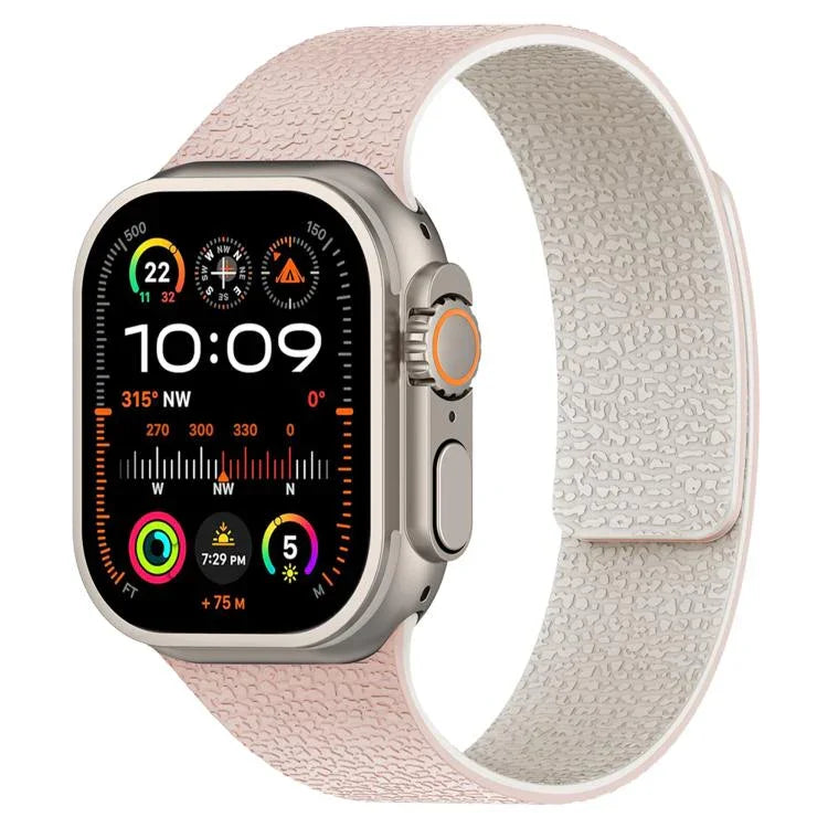 Dây đồng hồ silicone từ tính họa tiết vân quả vải, dành cho Apple Watch 46mm / 49mm / 45mm / 44mm, dành cho Apple Watch 42mm / 41mm / 40mm / 38mm